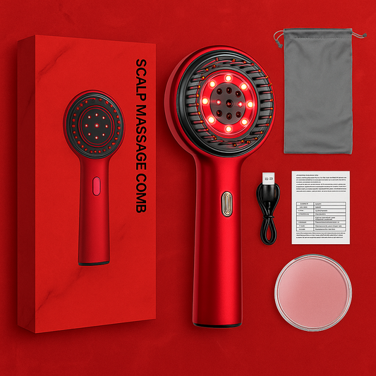 Electric Vibration Massage Comb with Red Light Therapy for Enhanced Hair Growth and Scalp Nourishment